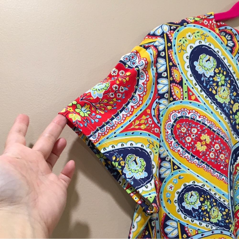 J. MCLAUGHLIN Dress A Line Tunic Patter Paisley Colorful Women L Jersey Stretch - Picture 3 of 7